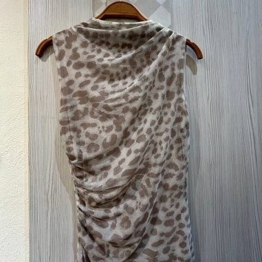 VESTIDO TUL ESTAMPADO CREMA