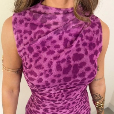 VESTIDO TUL ESTAMPADO CEREZA