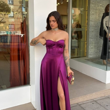 VESTIDO CORSET FLUÍDO CEREZA