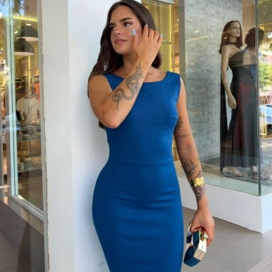 VESTIDO SIRENA LAZO PETRÓLEO