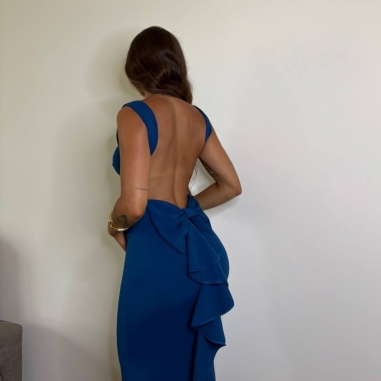 VESTIDO SIRENA LAZO PETRÓLEO