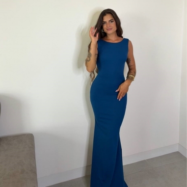 VESTIDO SIRENA LAZO PETRÓLEO