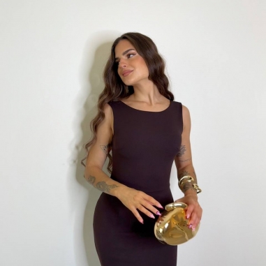 VESTIDO SIRENA LAZO CHOCO