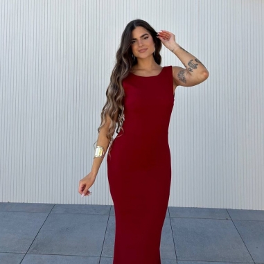 VESTIDO SIRENA LAZO VINO