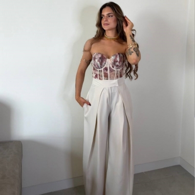 PANTALÓN TRAJE FLUIDO BEIGE