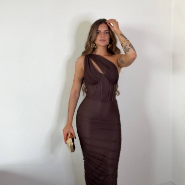 VESTIDO VARILLAS TUL CHOCO
