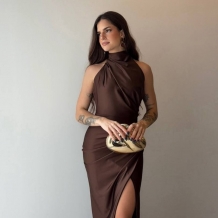 VESTIDO HALTER CHOCO