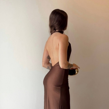 VESTIDO HALTER CHOCO