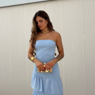 VESTIDO PALABRA DE HONOR VOLANTES...