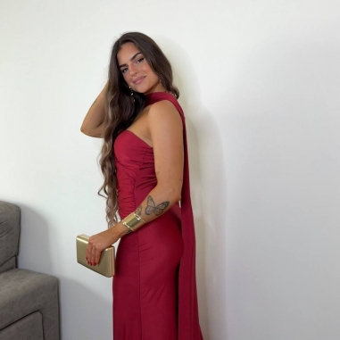 VESTIDO GARGANTILLA VINO