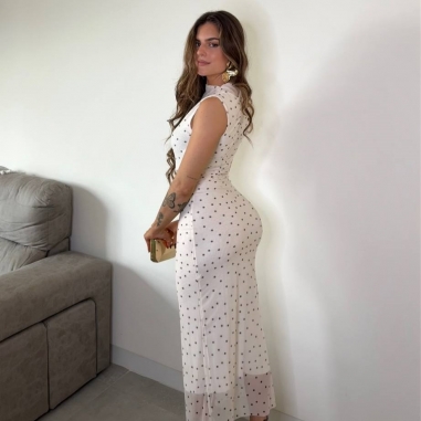 VESTIDO TUL LUNARES BLANCO