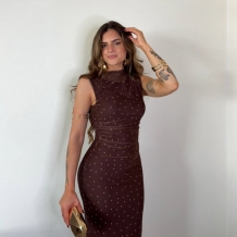 VESTIDO TUL LUNARES CHOCO 2