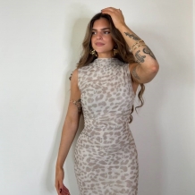 VESTIDO TUL ESTAMPADO TAUPÉ