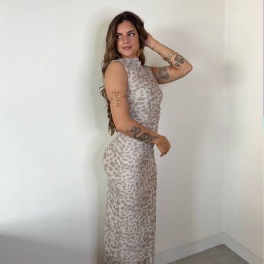 VESTIDO TUL ESTAMPADO TAUPÉ