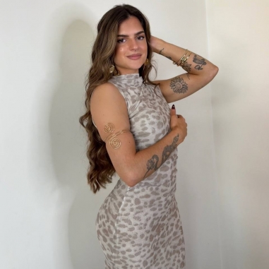 VESTIDO TUL ESTAMPADO TAUPÉ