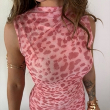 VESTIDO TUL ESTAMPADO SALMÓN
