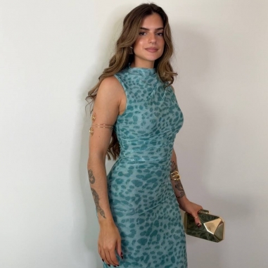 VESTIDO TUL ESTAMPADO AZUL