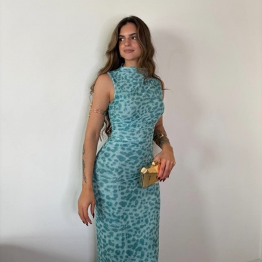 VESTIDO TUL ESTAMPADO AZUL