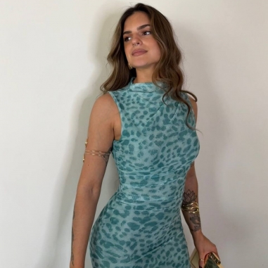 VESTIDO TUL ESTAMPADO AZUL