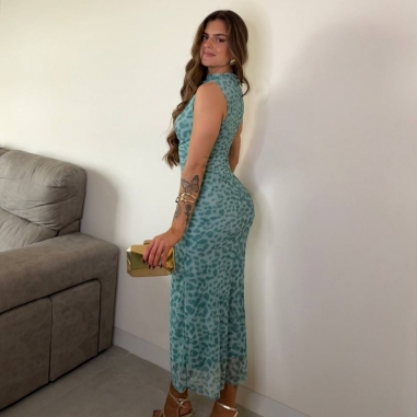 VESTIDO TUL ESTAMPADO AZUL