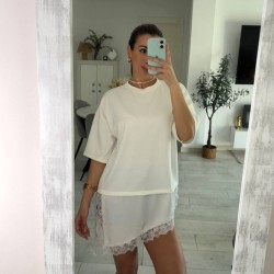 CAMISETA VESTIDO ENCAJE BLANCO
