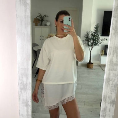 CAMISETA VESTIDO ENCAJE BLANCO