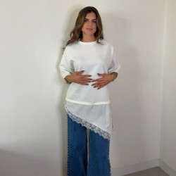 CAMISETA VESTIDO ENCAJE BLANCO