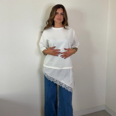 CAMISETA VESTIDO ENCAJE BLANCO