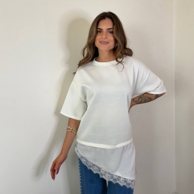CAMISETA VESTIDO ENCAJE BLANCO