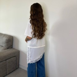 CAMISETA VESTIDO ENCAJE BLANCO
