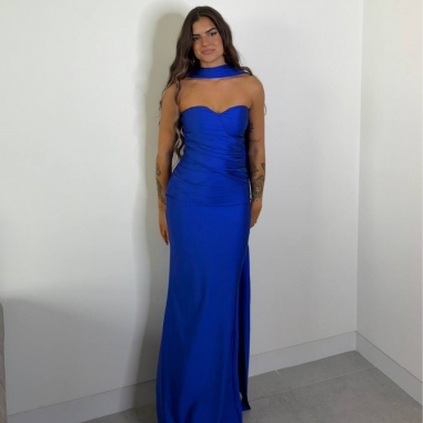 VESTIDO GARGANTILLA AZUL KLEIN