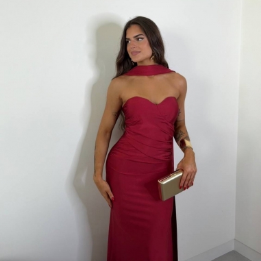 VESTIDO GARGANTILLA VINO