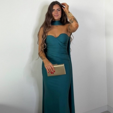 VESTIDO GARGANTILLA VERDE ESMERALDA