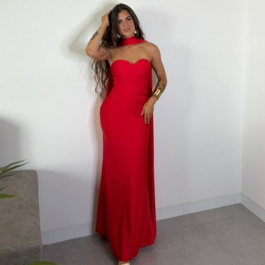 VESTIDO GARGANTILLA ROJO