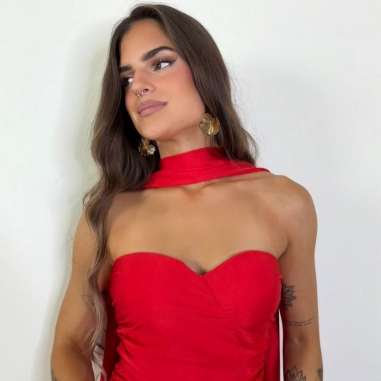 VESTIDO GARGANTILLA ROJO