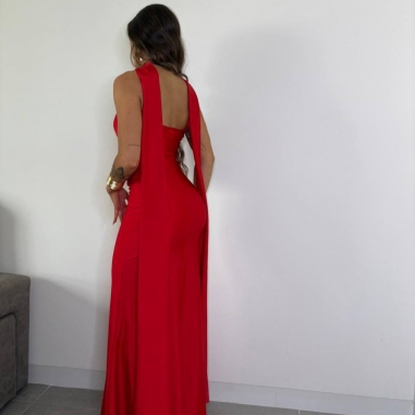 VESTIDO GARGANTILLA ROJO