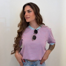 CAMISETA RAYAS CELESTE