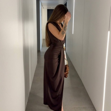 VESTIDO NUDO JOYA CHOCO