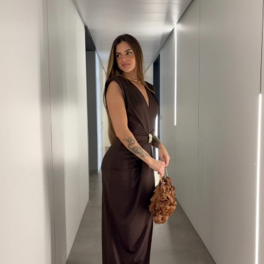 VESTIDO NUDO JOYA CHOCO