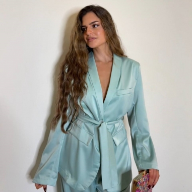 CONJUNTO TRAJE SATÉN MENTA