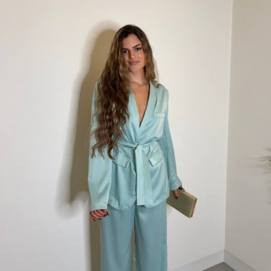 CONJUNTO TRAJE SATÉN MENTA