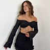 CONJUNTO ENCAJE MANGA NEGRO