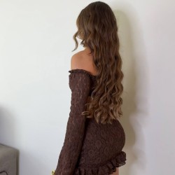 CONJUNTO ENCAJE MANGA CHOCO