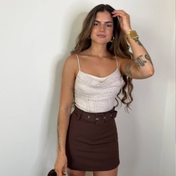 FALDA PANTALÓN CINTURÓN CHOCO