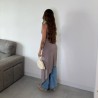 CAMISETA LARGA ASIMÉTRICA TAUPÉ