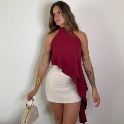 FALDA PANTALÓN CINTURÓN CREMA