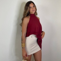 FALDA PANTALÓN CINTURÓN CREMA