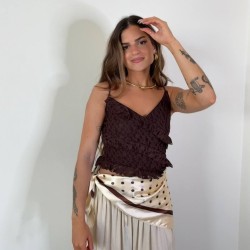 TOP ENCAJE VOLANTES CHOCO
