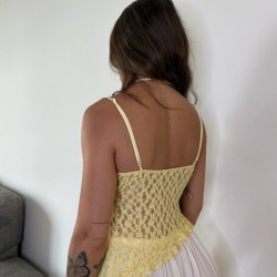 TOP ENCAJE VOLANTES AMARILLO