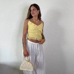TOP ENCAJE VOLANTES AMARILLO